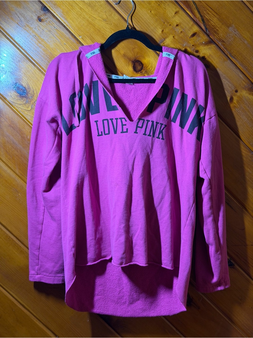 Victoria's Secret Love Pink V-Neck Hot Pink Hoodie